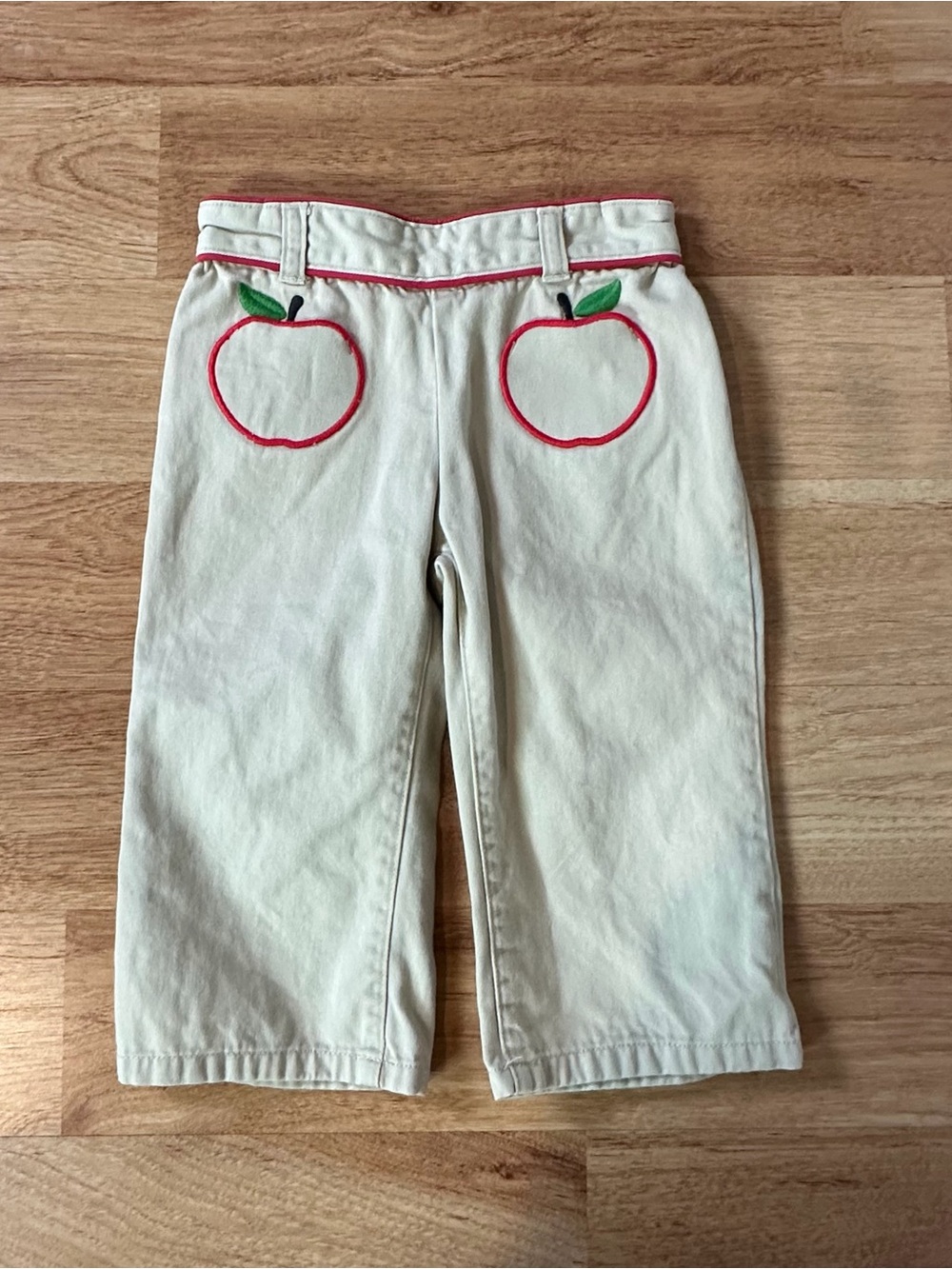 Gymboree Vintage Toddler Girl Apple Pocket Khaki Pants Size 2 T